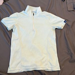 Girls light blue, short sleeve, breathable riding shirt. Size youth small.